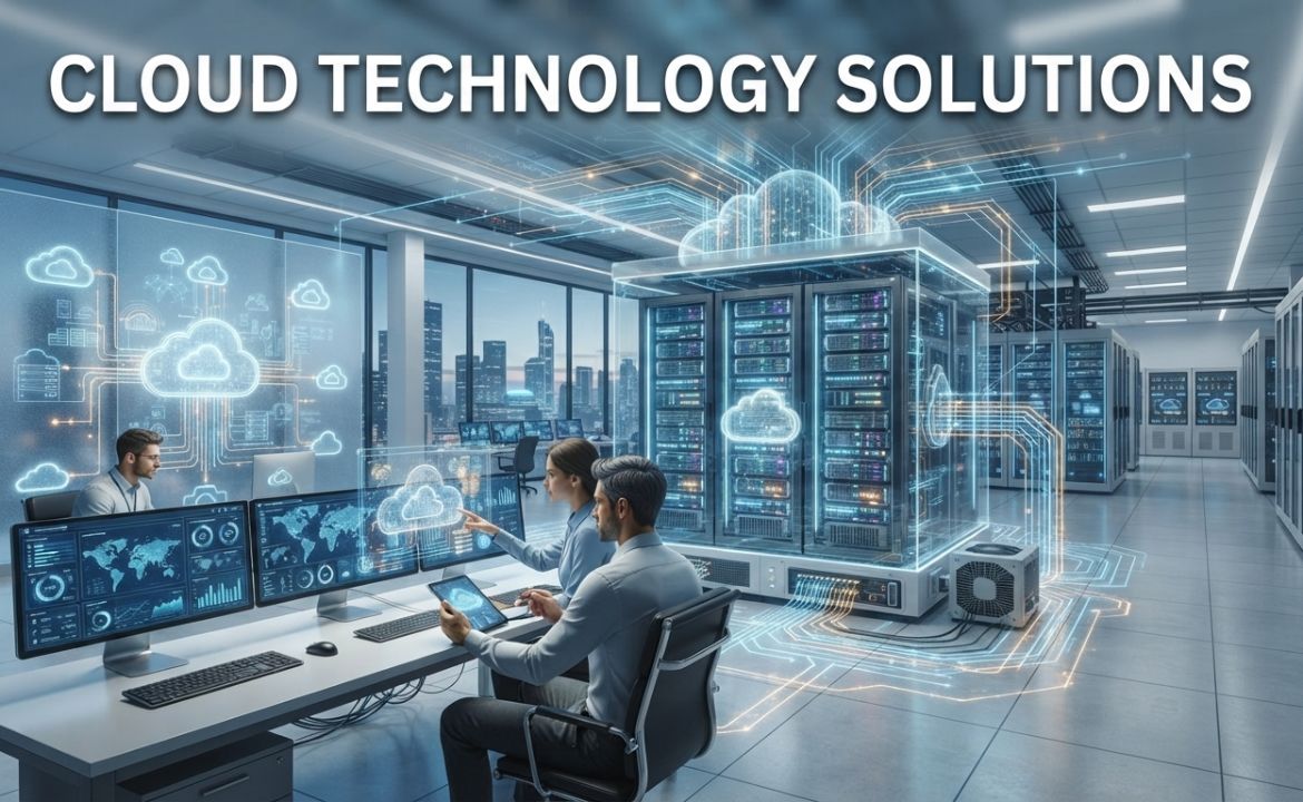 Cloud technology solutions for modern businesses, cloud computing infrastructure, storage, security, and digital services.
